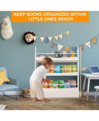 3-Tier Kids Bookshelf Anti-toppling Kits Toy Storage Bookcase Rack Wall
