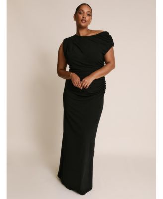 Women's Slash Neck Draped Bridesmaid Dress