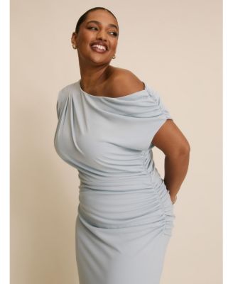 Women's Slash Neck Draped Bridesmaid Dress