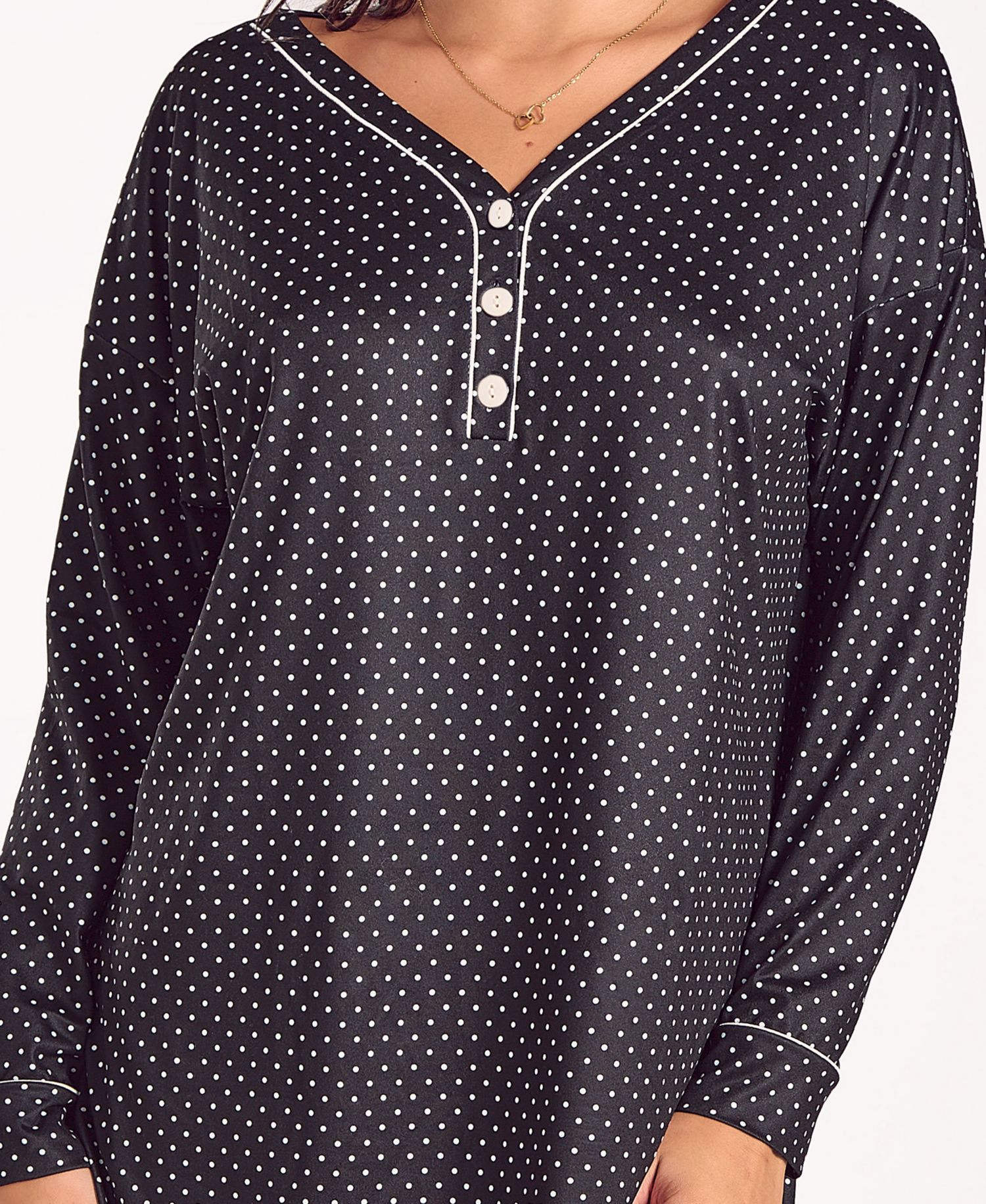 Women's Brushed Micro Stretch Knit Long-Sleeve Sleep Shirt