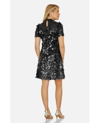 Women's Sequin Keyhole Neck Tunic Dress