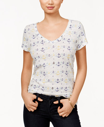 Maison Jules V-Neck Printed T-Shirt, Only at Macy's