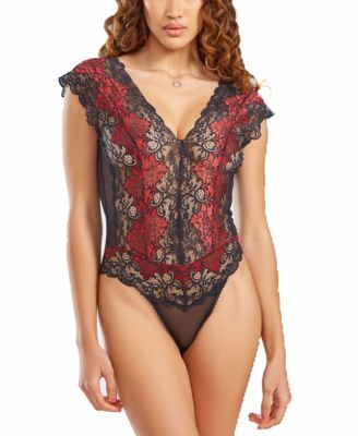 Women's Lace Mesh Panel Bodysuit 