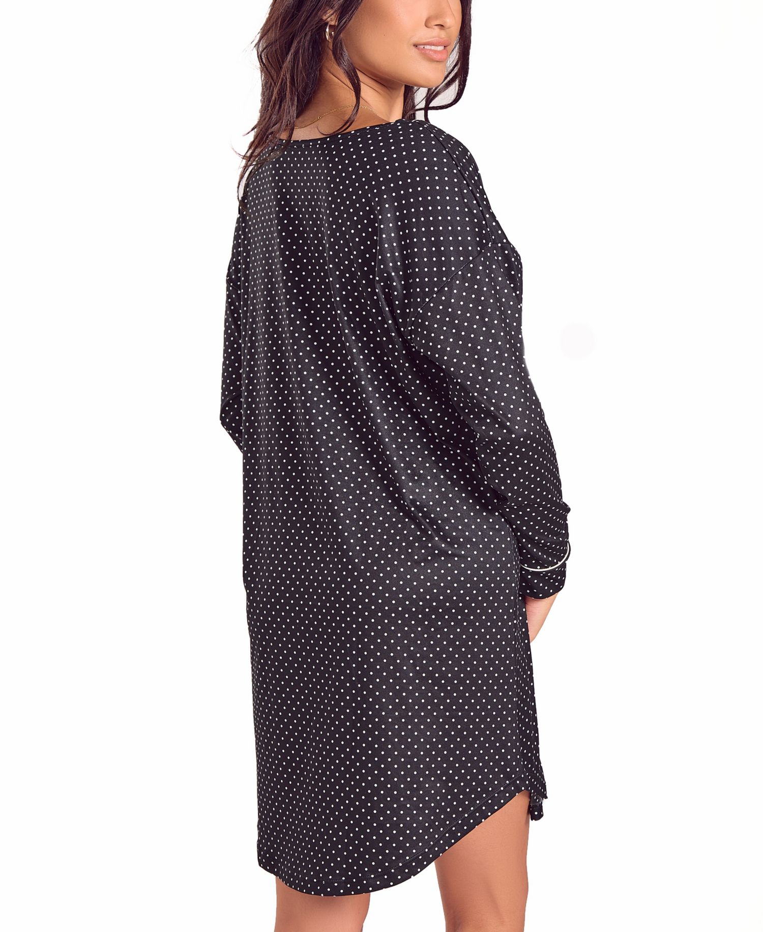 Women's Brushed Micro Stretch Knit Long-Sleeve Sleep Shirt