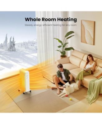 Portable Electric Radiato Portable Electric Radiator Heater,Space Oil Filled Heaters with 3 Heat Settings, Overheat & Tip-Over Protection,1500W