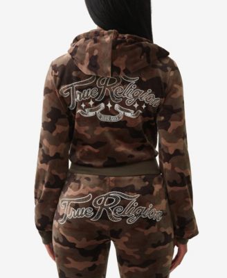 Women's Camo Velour Shrunken Hoodie