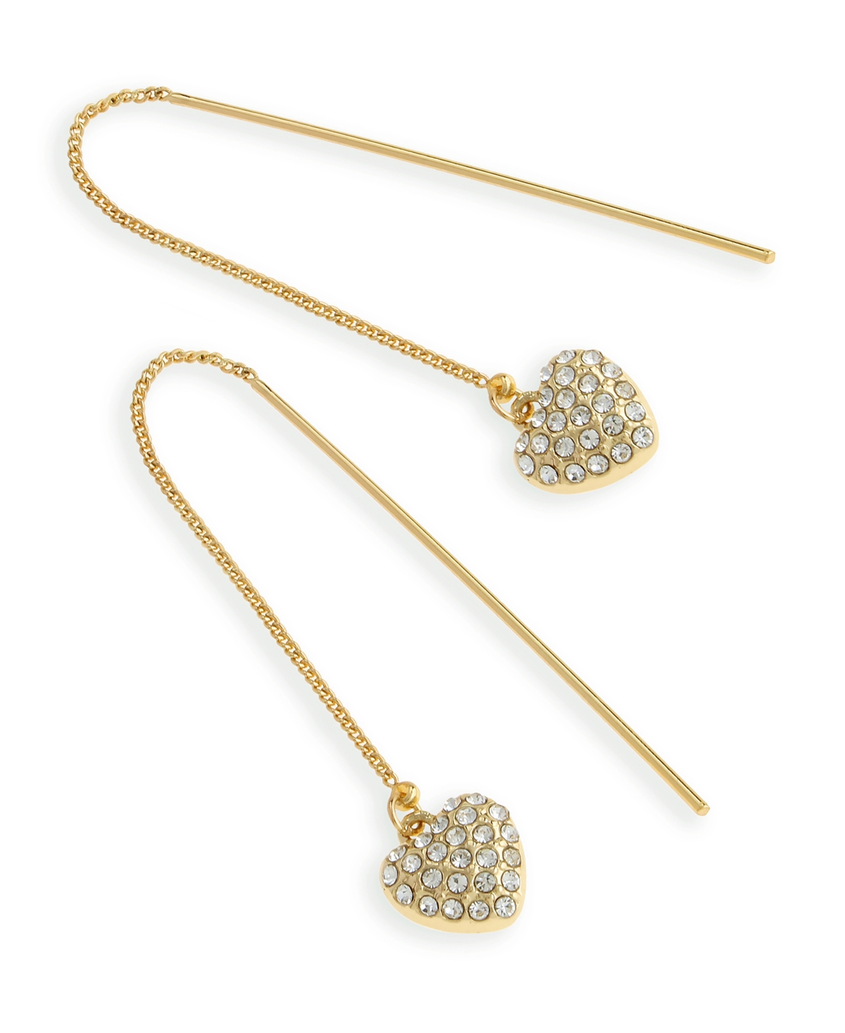 Steve Madden Faux Stone Crystal Heart Charm Threader Earrings