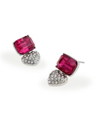 Faux Stone Heart Charm Drop Earrings