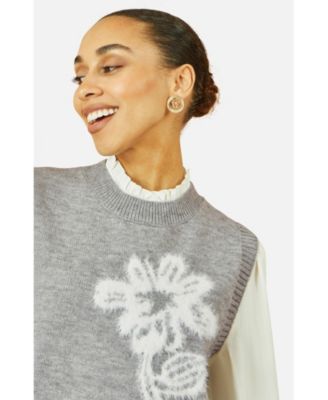 Women's Knitted Flower Sleeveless Sweater Vest