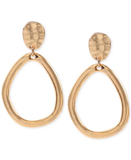Anne Klein Hammered Style E Z Comfort Clip On Drop Hoop Earrings Reviews Fashion Jewelry Jewelry Watches Macy S