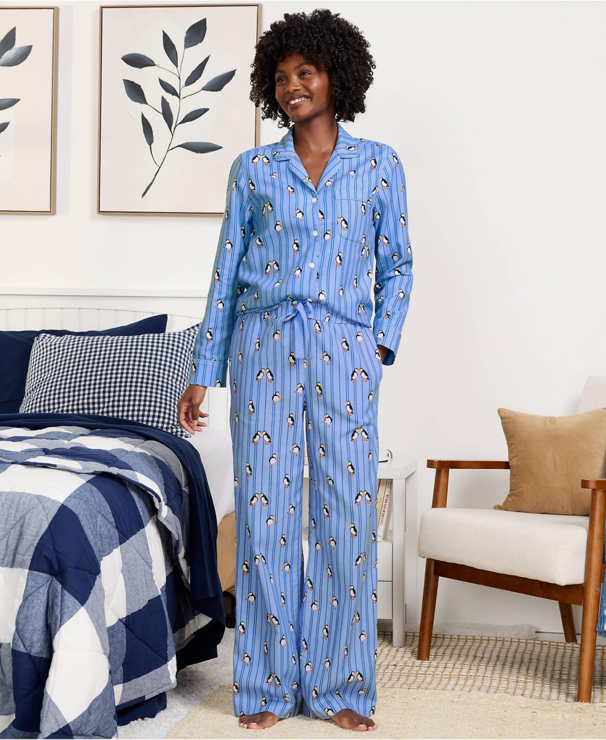 Lands' End Women's Flannel Wide Leg Sleep Pants