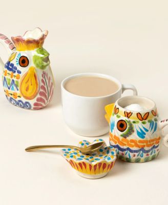 Majolica Rooster Hand-Painted Creamer