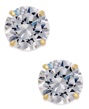 image of Cubic Zirconia Round Stud Earrings in 10k Gold