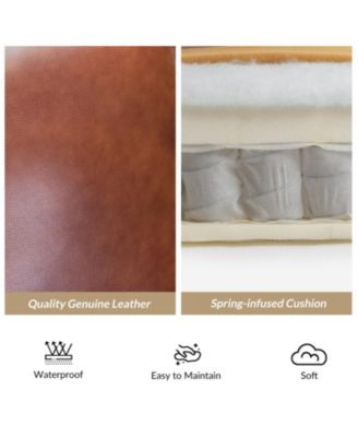 Bellino Mid Century Modern Genuine Leather Recliner with Nailhead Trim