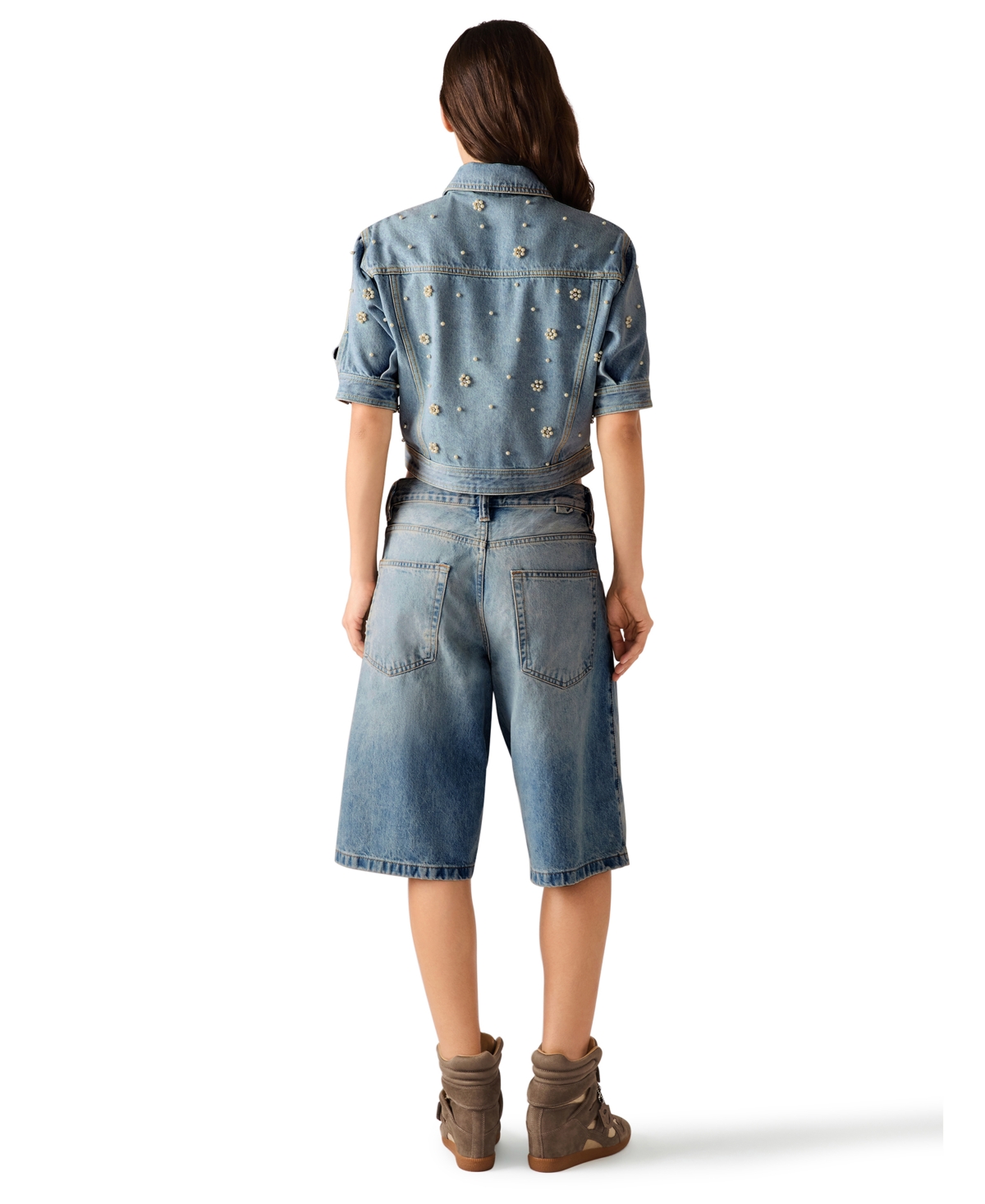 Steve Madden Women's Long-sleeve Denim Shirt In Blue