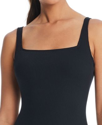 Women's Walk The Line Ribbed Square Neck One-Piece Swimsuit