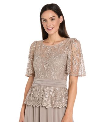 Petite Peplum Lace Detail Gown