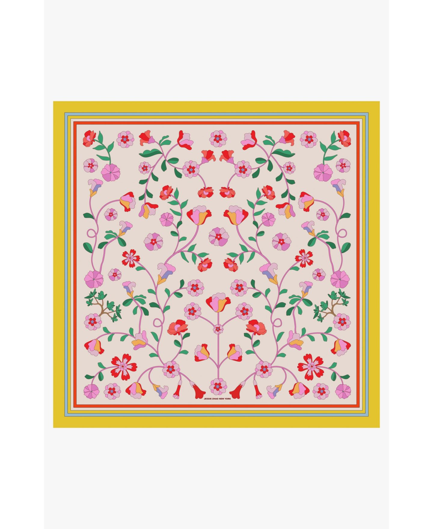 Женский шарф Jessie Zhao New York / Limoncello Jardin Double Sided Silk, цвет: Розовый — фото 1