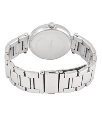 Women's Watch Silver Bracelet Strap 38mm Round Case Black Dial with Crystal Bezel