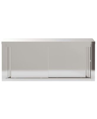 Kitchen Wall Cabinet with Sliding Doors Stainless Steel
