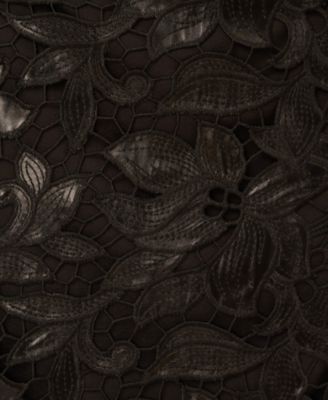 Women's Pleather Lace Detail Midi Dress