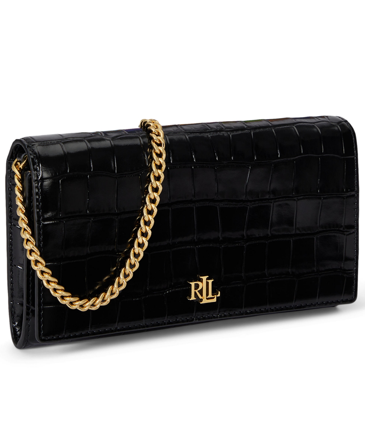 Lauren Ralph Adair Ii Medium Croc-Embossed Crossbody Wallet