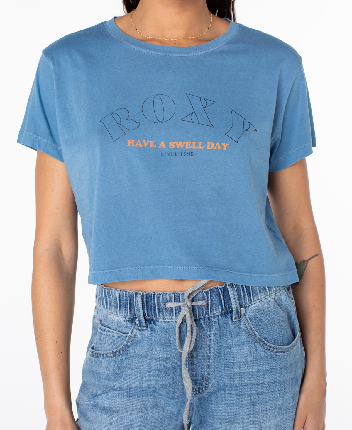 Roxy Women's Swell Day Cropped Boxy Short-sleeve T-shirt In Blue