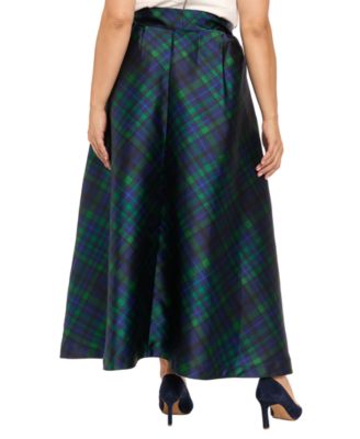 Plus Size High-Low Plaid Ball Gown Skirt