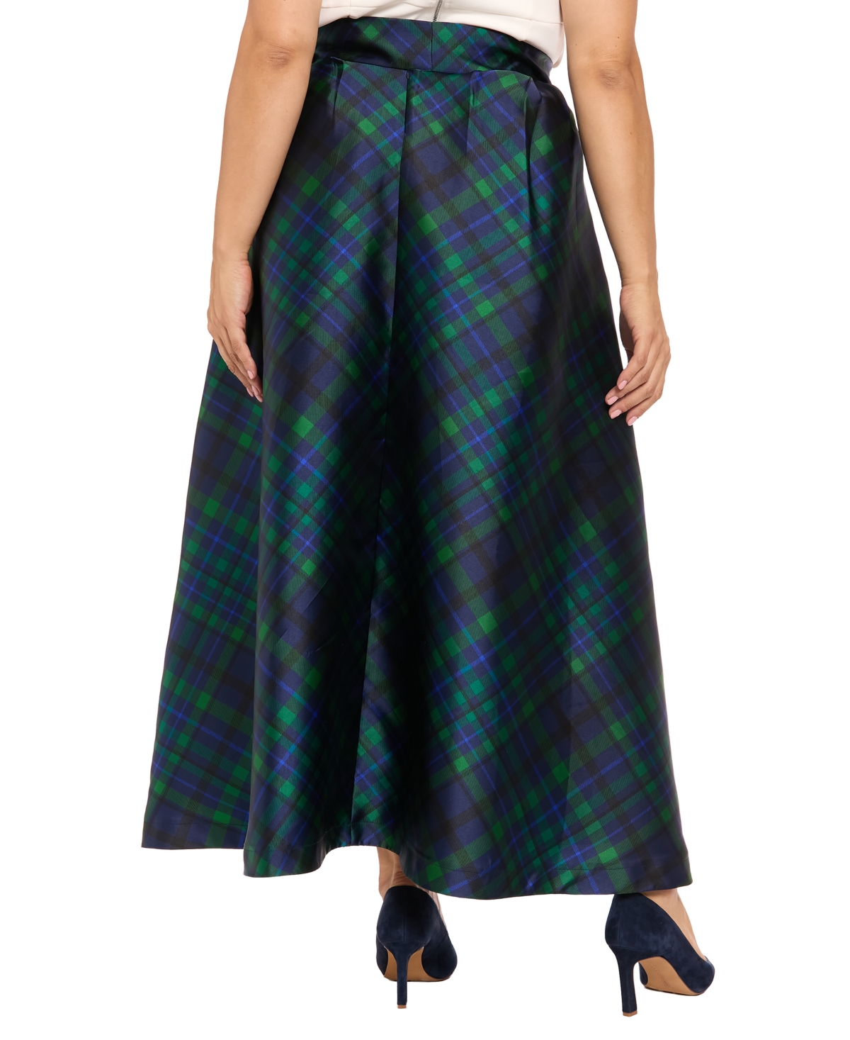Muse Plus Size High-low Plaid Ball Gown Skirt In Multi
