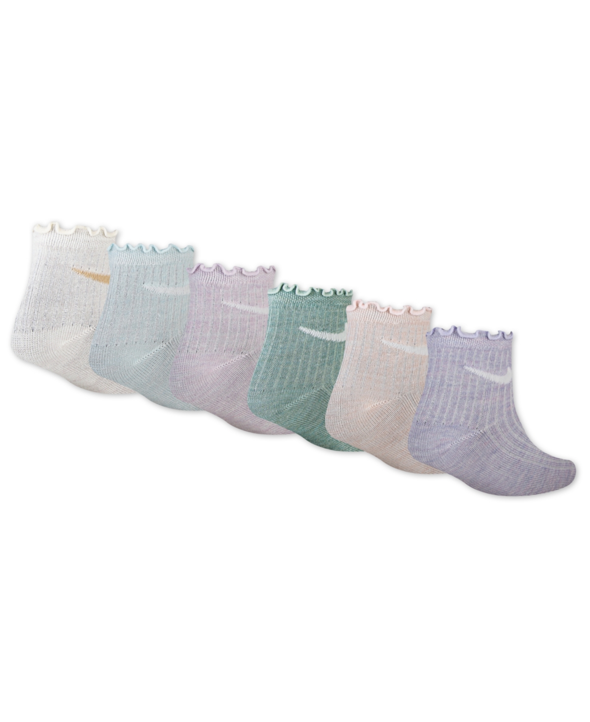 Nike Little Girls 6-pack Lettuce Ankle Socks In Multi