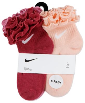 Girls' 4-7 Ruffle Detail Ankle Socks, 6-Pack Set