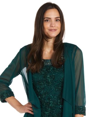 Embellished Lace Dress & Waterfall Jacket