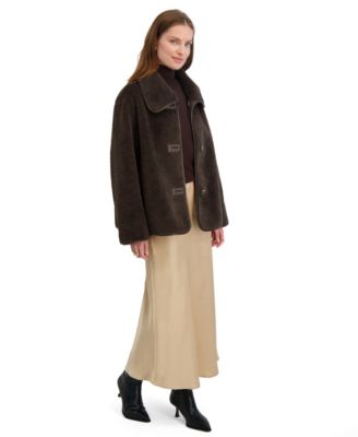 Women's Reversible Faux-Shearling Button-Front Coat