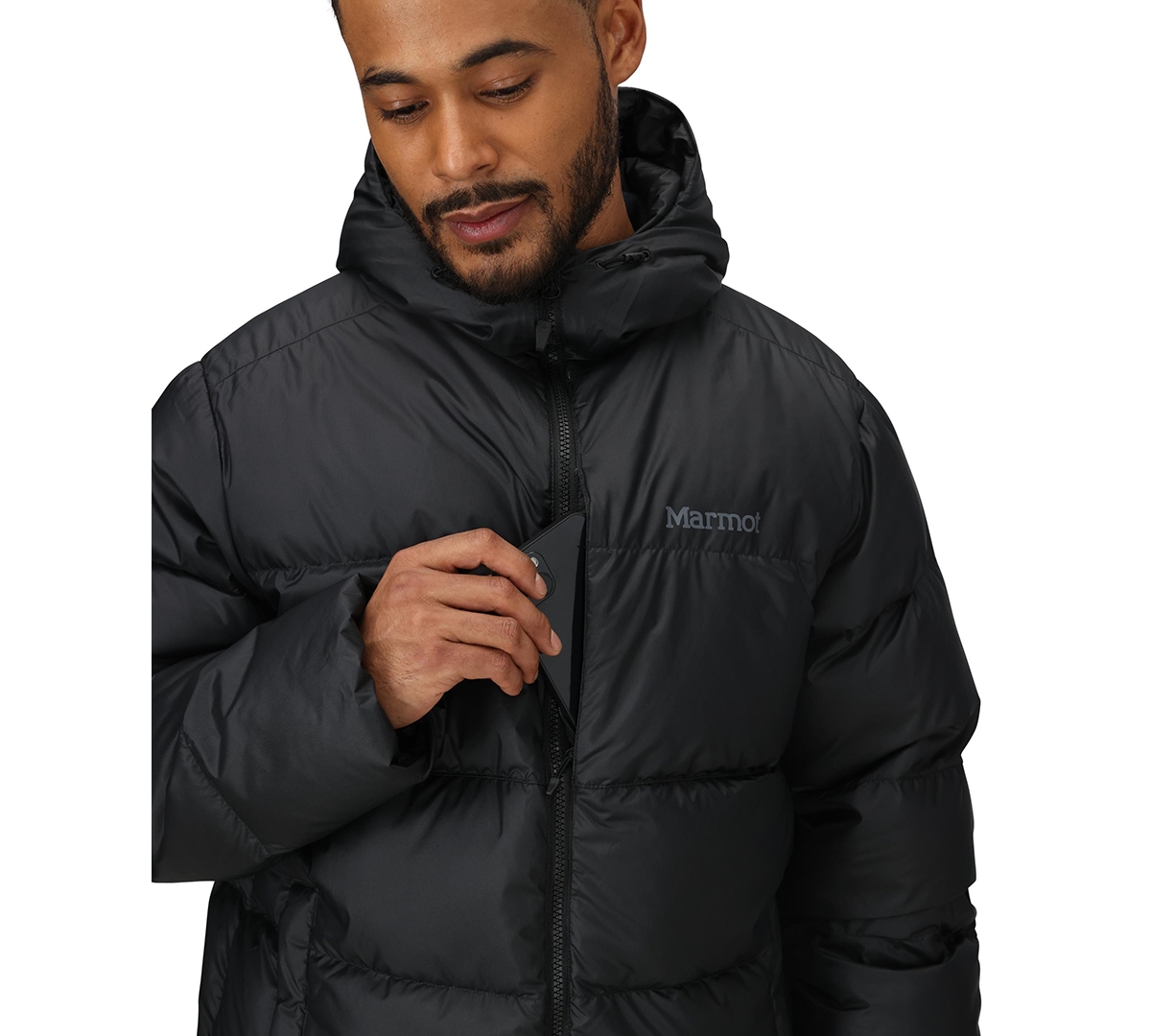 Marmot Men's Guides Down Hooded Jacket In Black