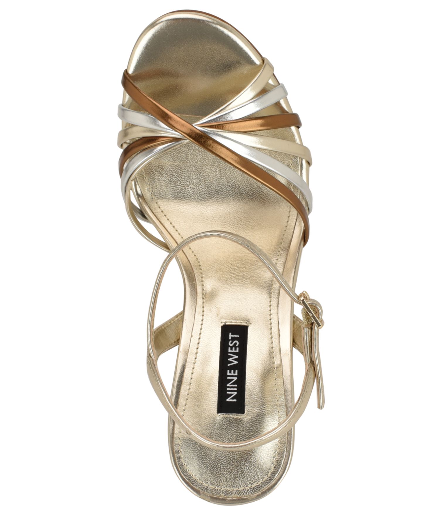 Женские сандалии Nine West Meripen Strappy High Stiletto, цвет: Золотой / Серебряный — фото 4
