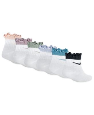 Girls' 4-7 Ruffle Detail Ankle Socks, 6-Pack Set