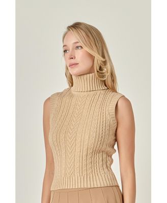 Women's Cable Mock Neck Knit Top
