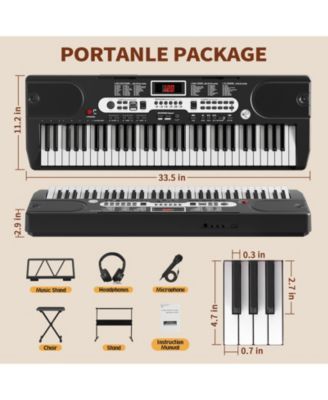 61-Key Beginners Electronic Keyboard Piano Set with LCD Screen, Ideal for Keyboard Piano Beginners