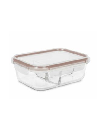 Set of 2, 3 Compartment Glass Food Storage Set