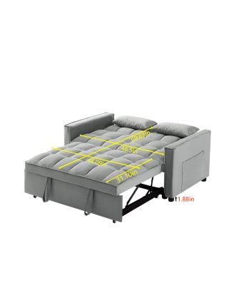 Convertible Velvet Loveseat Sleeper Sofa, 3-in-1 Pull Out Couch Bed with Adjustable Backrest, Toss Pillows & Pockets for Apartment