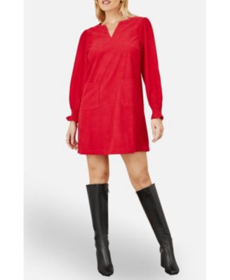 Women's Long Sleeve V-Neck Mini Dress