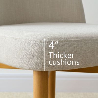 3-Piece Round Dining Table Set, 34.5'' MDF Wood Top with Metal Base and Upholstered Wood-Leg Chairs for Small Spaces-Maison Boucle