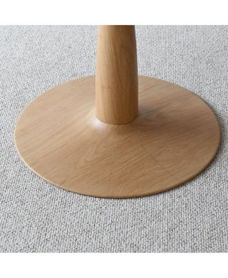 3-Piece Round Dining Table Set, 34.5'' MDF Wood Top with Metal Base and Upholstered Wood-Leg Chairs for Small Spaces-Maison Boucle