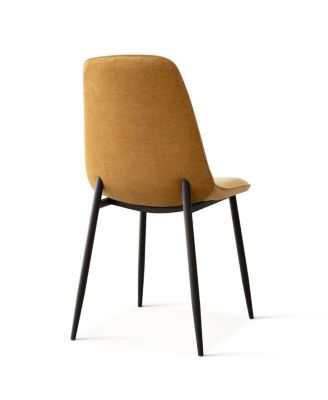 5-Piece Dining Table Set with 59'' MDF Table, Rectangular Wood-Look Top and Black Metal Legs with 4 Upholstered Chairs-Maison Boucle