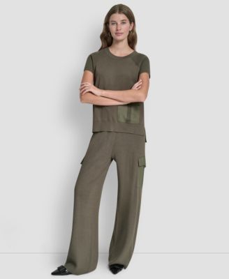 Women's Knit Straight-Leg Cargo Pants