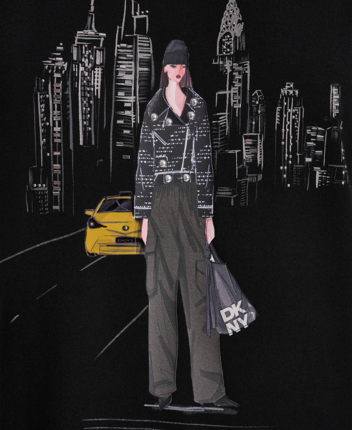 Dkny Women's Stud Moto Conversational Short-Sleeve Top