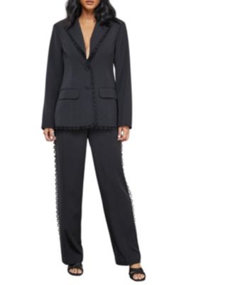 Women's Oversized Lace Frill Trim Blazer