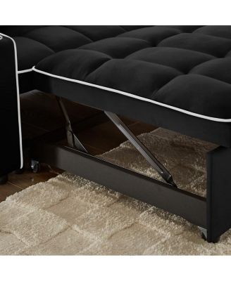 2-Seater Sofa Bed with Pull Out Sleeper, USB & Type-C Charging, Adjustable Backrest, Modern Velvet Loveseat for Small Spaces