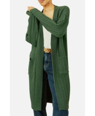 Women's Cable Knit Long Sleeve Long Cardigan