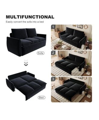 70.9" Pull Out Sofa Bed, 3-Seat Velvet Convertible Sleeper Couch with 2-in-1 Pillow Blanket Set for Living Room or Guest Room